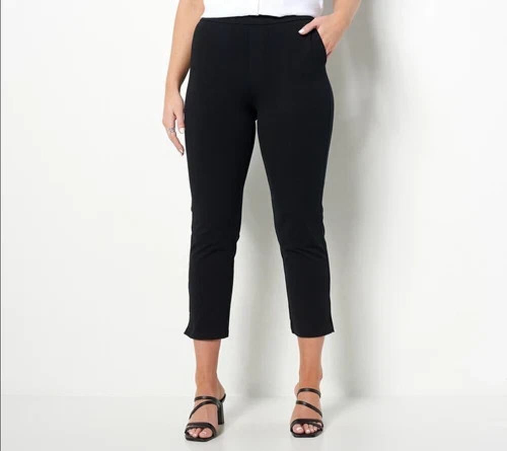Susan Graver Weekend Premium Stretch Crop Pant-Black-Petite XXS A471735